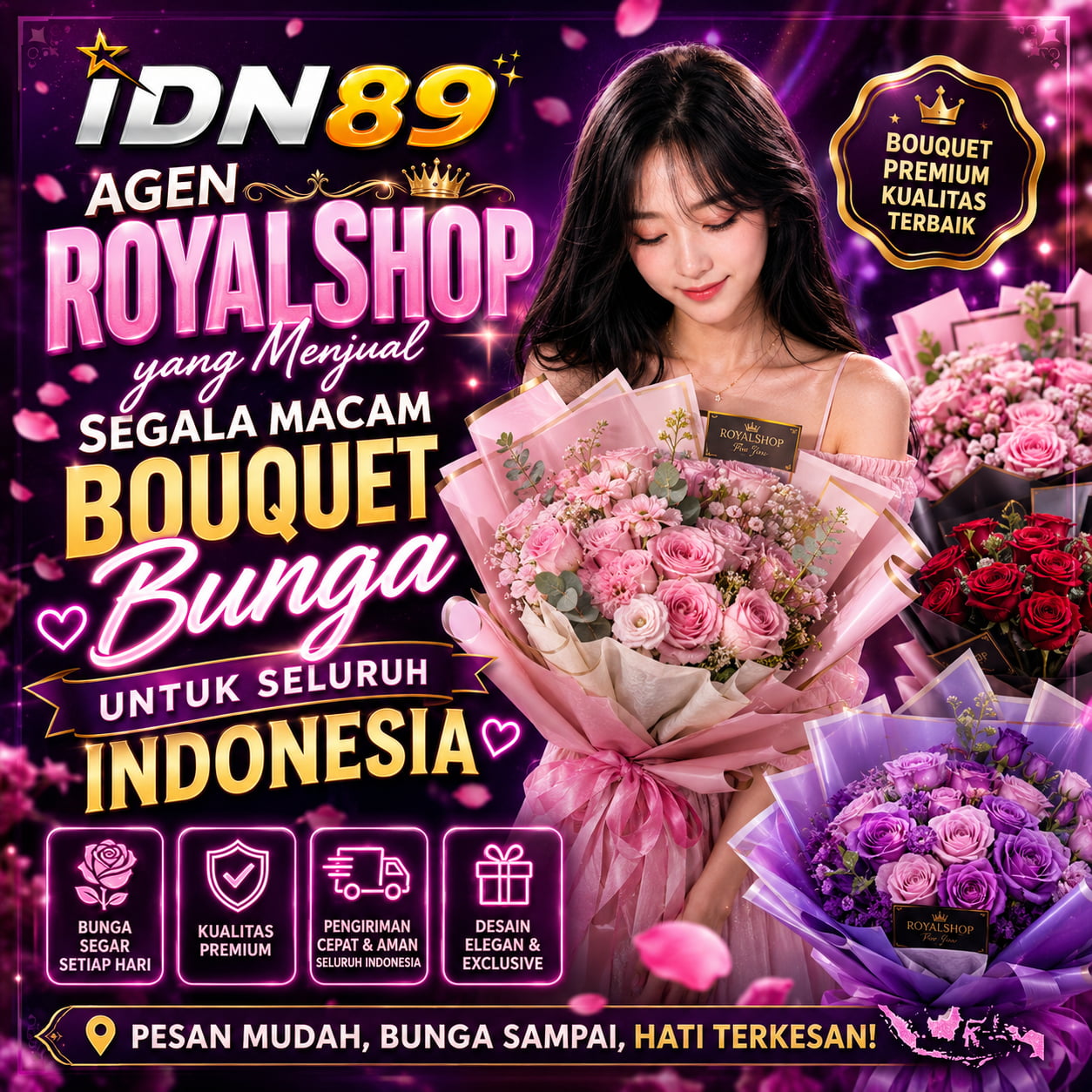 IDN89: Agen Royalshop yang Menjual Segala Macam Bouquet Bunga Untuk Seluruh Indonesia